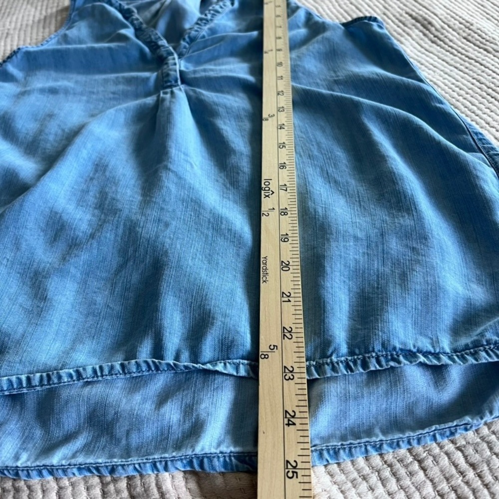 Joie Soft Women Blue Chambray Sleeveless V-Neck High Low Tank Top Size S Classic - Picture 6 of 9